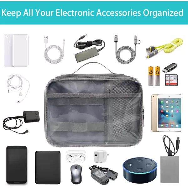 MATEIN Electronics Organizer Travel Case, Water Resistant Cable Organizer Bag for Travel Essentials, Tech Gifts for Men, Storage Bag as Accessories for Phone, Cord, iPad, Black