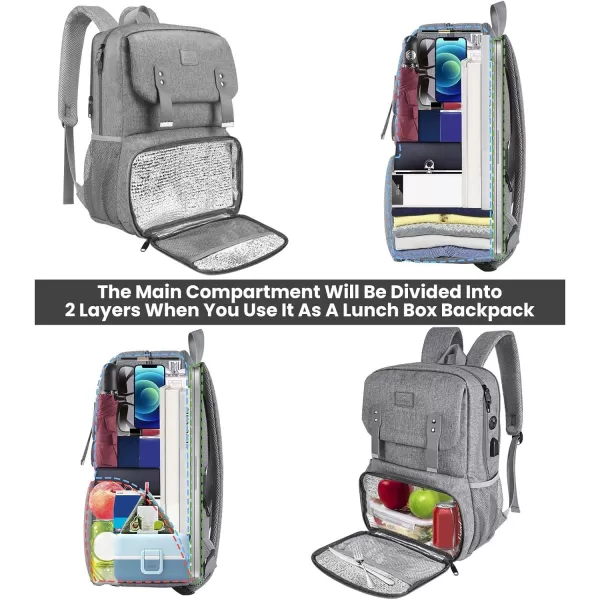 MATEIN Lunch Backpack, 15.6 Inch Insulated Cooler Lunchbox Backpacks with USB Port for Women Work, Water Resistant Lunch Bag Travel Laptop Dackpack for College Business, Gifts for Men