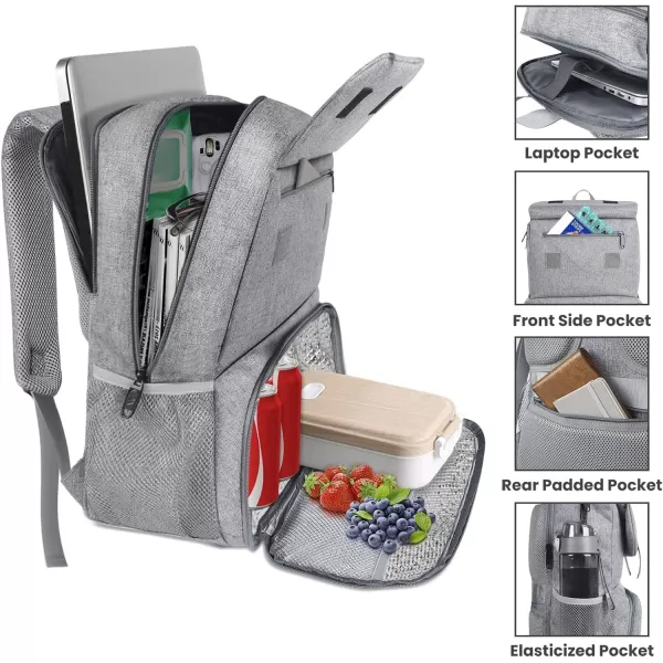 MATEIN Lunch Backpack, 15.6 Inch Insulated Cooler Lunchbox Backpacks with USB Port for Women Work, Water Resistant Lunch Bag Travel Laptop Dackpack for College Business, Gifts for Men
