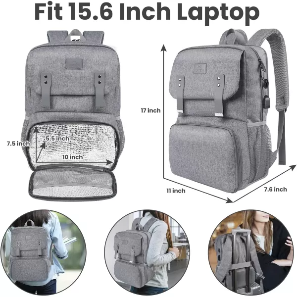 MATEIN Lunch Backpack, 15.6 Inch Insulated Cooler Lunchbox Backpacks with USB Port for Women Work, Water Resistant Lunch Bag Travel Laptop Dackpack for College Business, Gifts for Men