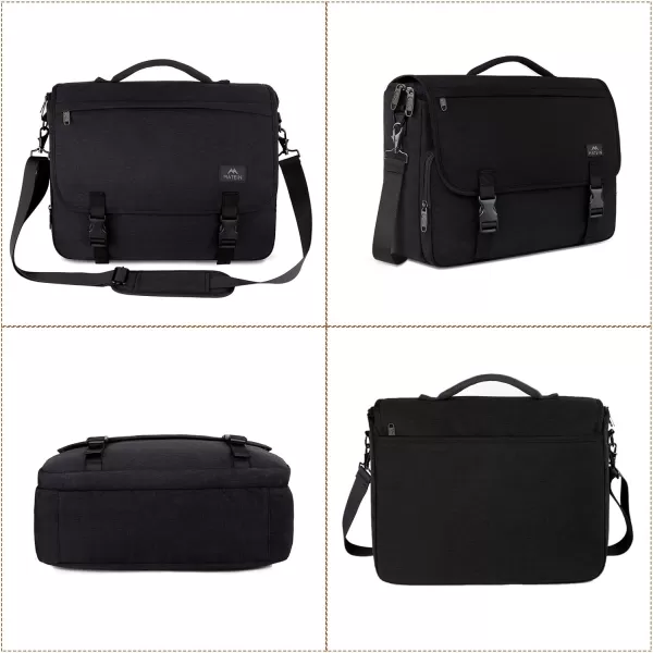 MATEIN Messenger Bag for Men, Women Briefcases Lightweight Men's Laptop Bag 15.6 inch Water Resistant Crossbody School Satchel Bags for Boys Computer Work Office Bag with Shoulder Strap, Black