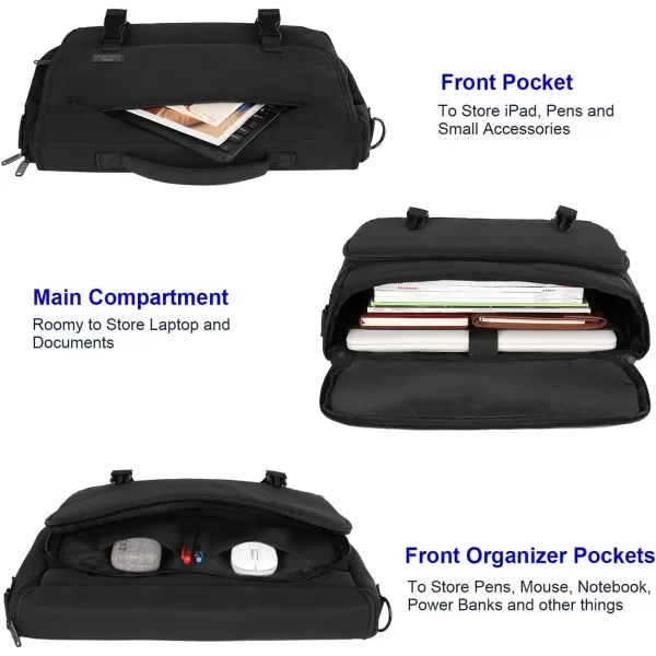 MATEIN Messenger Bag for Men, Women Briefcases Lightweight Men's Laptop Bag 15.6 inch Water Resistant Crossbody School Satchel Bags for Boys Computer Work Office Bag with Shoulder Strap, Black