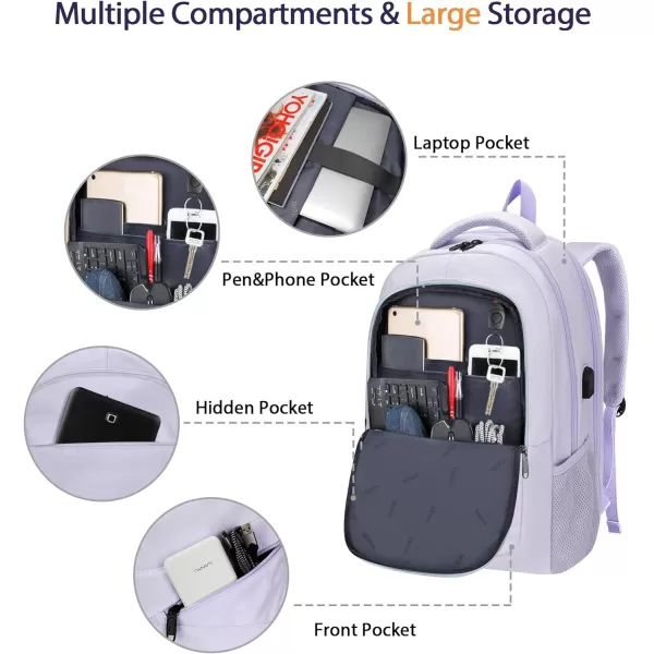 MATEIN Travel Laptop Backpack, 17 inch Business Flight Approved Carry on Backpack, TSA Large Travel Backpack for Men Women with USB Charger Port &amp; Luggage Sleeve, Sturdy College Rucksack Bag, Grey