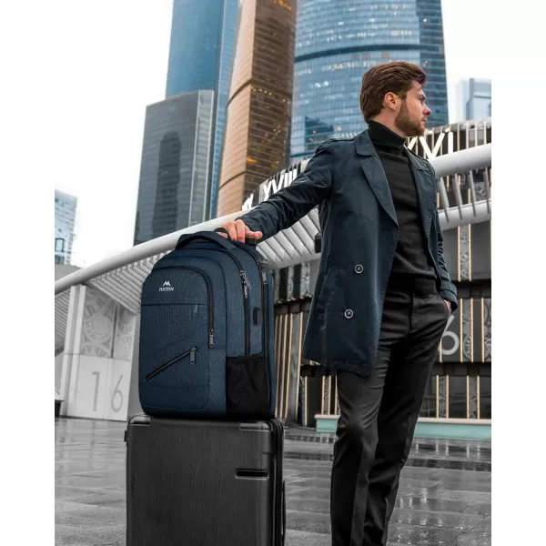 MATEIN Travel Laptop Backpack, 17 inch Business Flight Approved Carry on Backpack, TSA Large Travel Backpack for Men Women with USB Charger Port &amp; Luggage Sleeve, Sturdy College Rucksack Bag, Grey