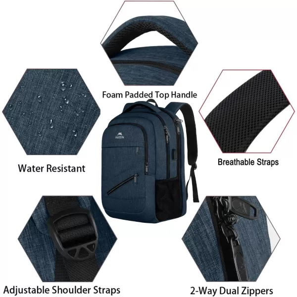 MATEIN Travel Laptop Backpack, 17 inch Business Flight Approved Carry on Backpack, TSA Large Travel Backpack for Men Women with USB Charger Port &amp; Luggage Sleeve, Sturdy College Rucksack Bag, Grey