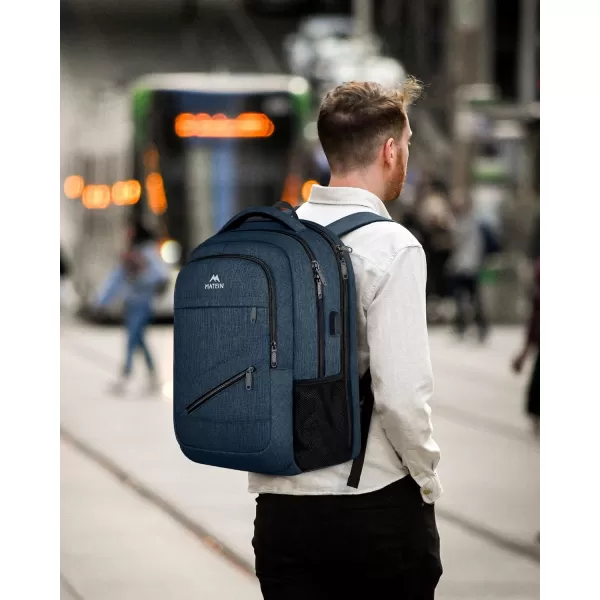 MATEIN Travel Laptop Backpack, 17 inch Business Flight Approved Carry on Backpack, TSA Large Travel Backpack for Men Women with USB Charger Port &amp; Luggage Sleeve, Sturdy College Rucksack Bag, Grey