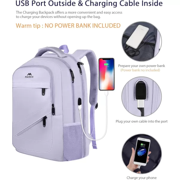 MATEIN Travel Laptop Backpack, 17 inch Business Flight Approved Carry on Backpack, TSA Large Travel Backpack for Men Women with USB Charger Port &amp; Luggage Sleeve, Sturdy College Rucksack Bag, Grey