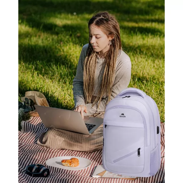 MATEIN Travel Laptop Backpack, 17 inch Business Flight Approved Carry on Backpack, TSA Large Travel Backpack for Men Women with USB Charger Port &amp; Luggage Sleeve, Sturdy College Rucksack Bag, Grey