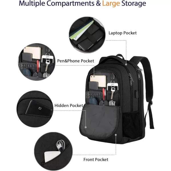 MATEIN Travel Laptop Backpack, 17 inch Business Flight Approved Carry on Backpack, TSA Large Travel Backpack for Men Women with USB Charger Port &amp; Luggage Sleeve, Sturdy College Rucksack Bag, Grey