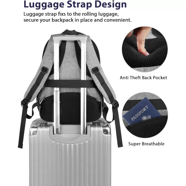 MATEIN Travel Laptop Backpack, 17 inch Business Flight Approved Carry on Backpack, TSA Large Travel Backpack for Men Women with USB Charger Port &amp; Luggage Sleeve, Sturdy College Rucksack Bag, Grey