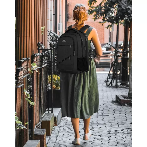 MATEIN Travel Laptop Backpack, 17 inch Business Flight Approved Carry on Backpack, TSA Large Travel Backpack for Men Women with USB Charger Port &amp; Luggage Sleeve, Sturdy College Rucksack Bag, Grey