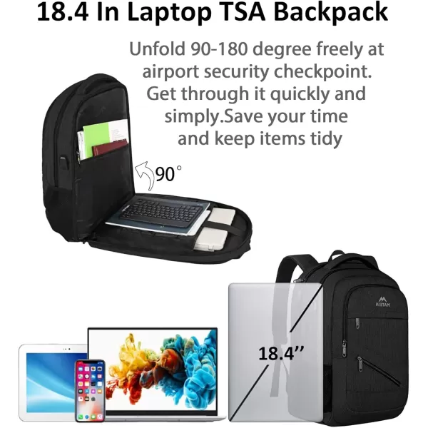 MATEIN Travel Laptop Backpack, 17 inch Business Flight Approved Carry on Backpack, TSA Large Travel Backpack for Men Women with USB Charger Port &amp; Luggage Sleeve, Sturdy College Rucksack Bag, Grey
