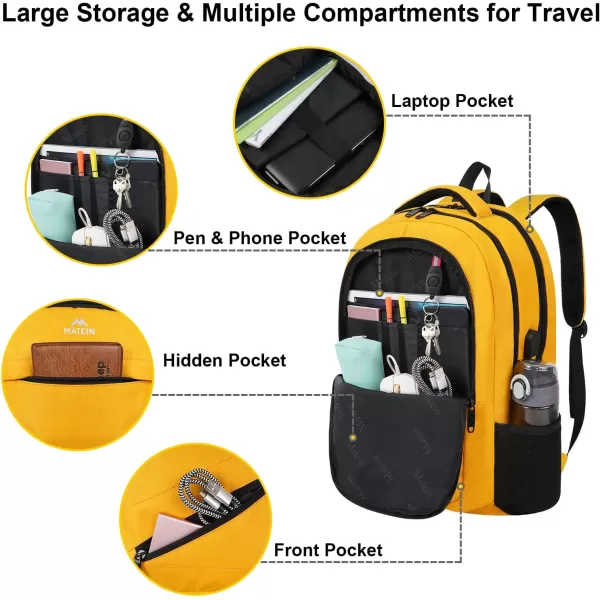 MATEIN Travel Laptop Backpack, 17 inch Business Flight Approved Carry on Backpack, TSA Large Travel Backpack for Men Women with USB Charger Port &amp; Luggage Sleeve, Sturdy College Rucksack Bag, Grey