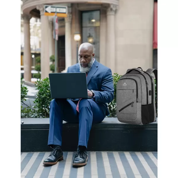 MATEIN Travel Laptop Backpack, 17 inch Business Flight Approved Carry on Backpack, TSA Large Travel Backpack for Men Women with USB Charger Port &amp; Luggage Sleeve, Sturdy College Rucksack Bag, Grey