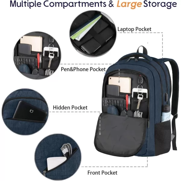MATEIN Travel Laptop Backpack, 17 inch Business Flight Approved Carry on Backpack, TSA Large Travel Backpack for Men Women with USB Charger Port &amp; Luggage Sleeve, Sturdy College Rucksack Bag, Grey