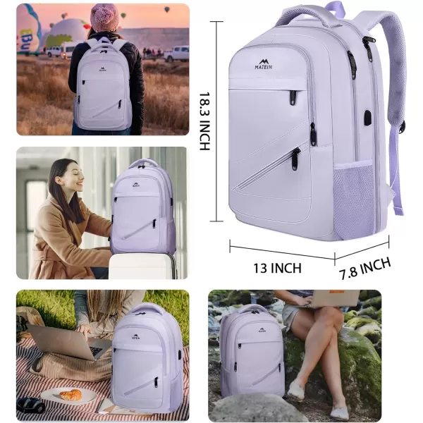 MATEIN Travel Laptop Backpack, 17 inch Business Flight Approved Carry on Backpack, TSA Large Travel Backpack for Men Women with USB Charger Port &amp; Luggage Sleeve, Sturdy College Rucksack Bag, Grey