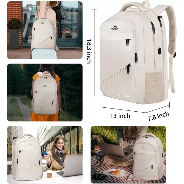 MATEIN Travel Laptop Backpack, 17 inch Business Flight Approved Carry on Backpack, TSA Large Travel Backpack for Men Women with USB Charger Port &amp; Luggage Sleeve, Sturdy College Rucksack Bag, Grey