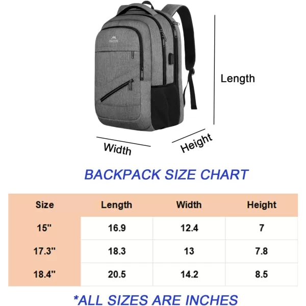 MATEIN Travel Laptop Backpack, 17 inch Business Flight Approved Carry on Backpack, TSA Large Travel Backpack for Men Women with USB Charger Port &amp; Luggage Sleeve, Sturdy College Rucksack Bag, Grey