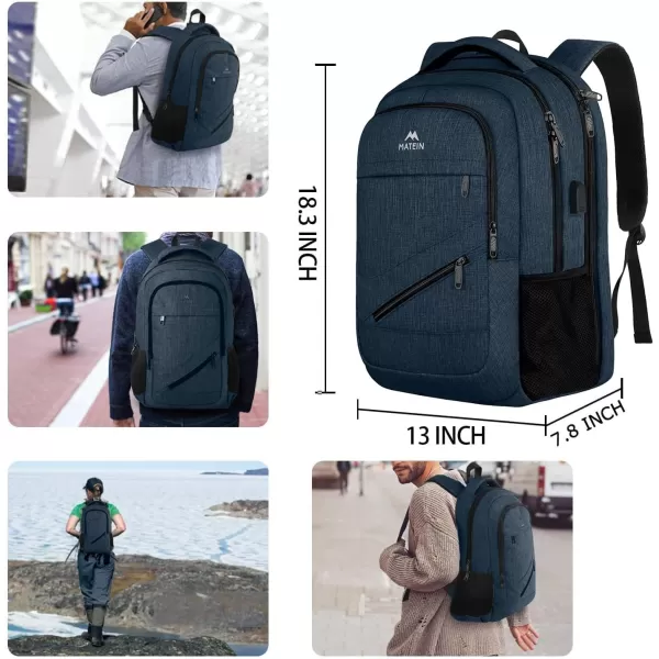 MATEIN Travel Laptop Backpack, 17 inch Business Flight Approved Carry on Backpack, TSA Large Travel Backpack for Men Women with USB Charger Port &amp; Luggage Sleeve, Sturdy College Rucksack Bag, Grey