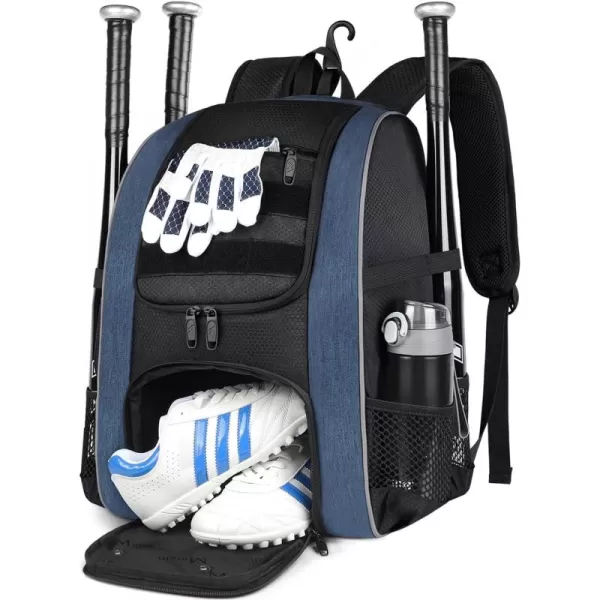 MATEIN Baseball Backpack, Lightweight Softball Bag with Shoes Compartment for Men, Large Capacity Baseball Bags Gift for Adults with Fence Hook Hold 4 Tee Ball Bats, TBall Gear, Helmet