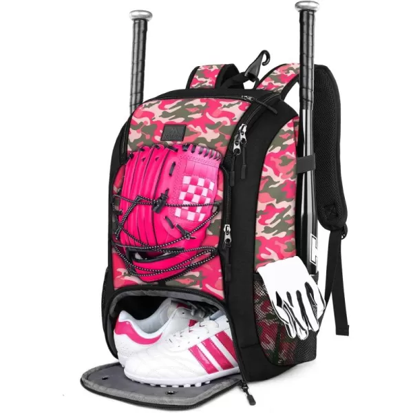 MATEIN Baseball Backpack, Softball Bat Bag with Shoes Compartment for Youth, Boys and Adult, Lightweight Baseball Bag with Fence Hook Hold TBall Bat, Batting Mitten, Helmet, Caps, Teeball Gear