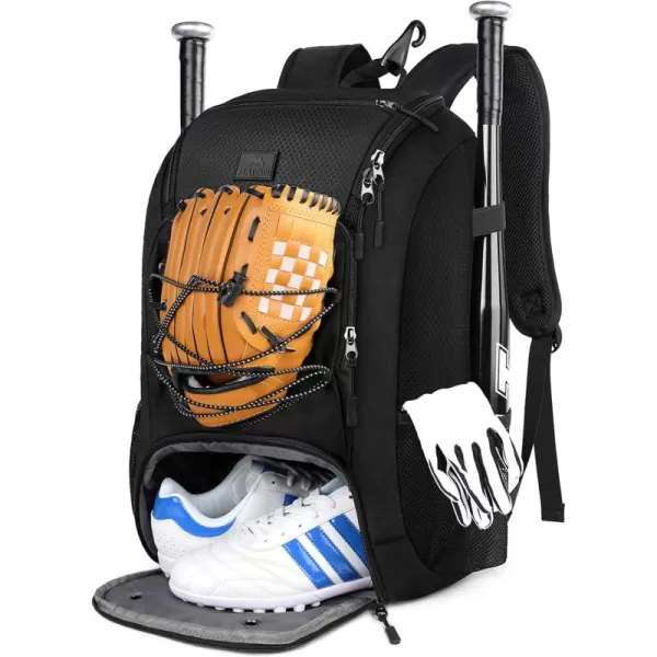 MATEIN Baseball Backpack, Softball Bat Bag with Shoes Compartment for Youth, Boys and Adult, Lightweight Baseball Bag with Fence Hook Hold TBall Bat, Batting Mitten, Helmet, Caps, Teeball Gear