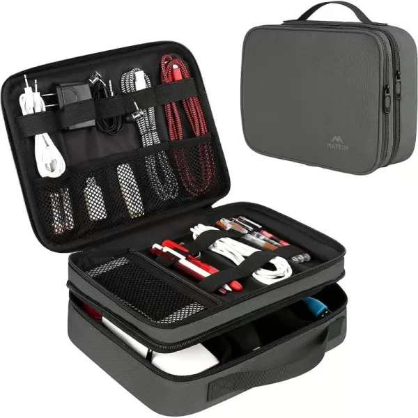 MATEIN Electronics Organizer Travel Case, Water Resistant Cable Organizer Bag for Travel Essentials, Tech Gifts for Men, Storage Bag as Accessories for Phone, Cord, iPad, Black