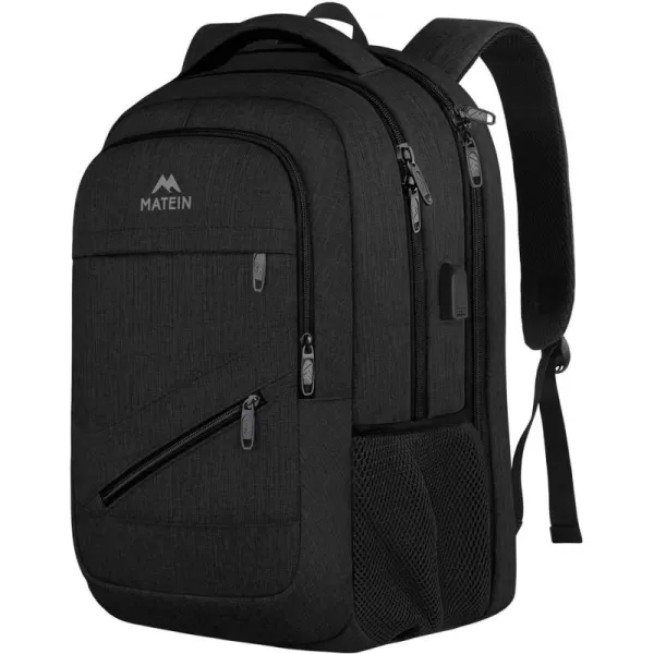 MATEIN Travel Laptop Backpack, 17 inch Business Flight Approved Carry on Backpack, TSA Large Travel Backpack for Men Women with USB Charger Port &amp; Luggage Sleeve, Sturdy College Rucksack Bag, Grey