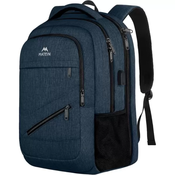 MATEIN Travel Laptop Backpack, 17 inch Business Flight Approved Carry on Backpack, TSA Large Travel Backpack for Men Women with USB Charger Port &amp; Luggage Sleeve, Sturdy College Rucksack Bag, Grey