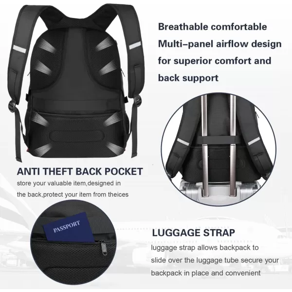 MATEIN Backpack for Men, Extra Large Laptop Backpack with USB Port, Travel Backpacks for Women, Anti Theft College Computer Bag Water Resistant TSA Business Work Rucksack Fit 17 Inch Notebook, Black