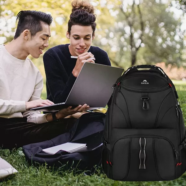 MATEIN Backpack for Men, Extra Large Laptop Backpack with USB Port, Travel Backpacks for Women, Anti Theft College Computer Bag Water Resistant TSA Business Work Rucksack Fit 17 Inch Notebook, Black