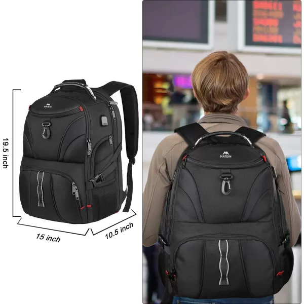 MATEIN Backpack for Men, Extra Large Laptop Backpack with USB Port, Travel Backpacks for Women, Anti Theft College Computer Bag Water Resistant TSA Business Work Rucksack Fit 17 Inch Notebook, Black
