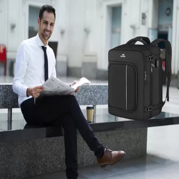 MATEIN Carry on Backpack for Airplanes, Underseat 40L Travel Backpack Personal item Size with Shoe Bag, TSA 17 inch Travel Backpacks for Men Airline Flight Approved Bag, Black