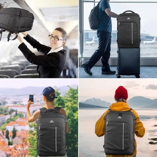 MATEIN Carry on Backpack for Airplanes, Underseat 40L Travel Backpack Personal item Size with Shoe Bag, TSA 17 inch Travel Backpacks for Men Airline Flight Approved Bag, Black