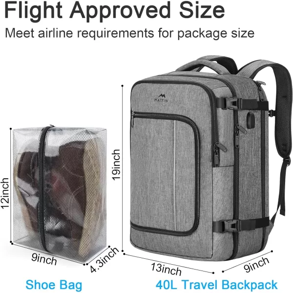 MATEIN Carry on Backpack for Airplanes, Underseat 40L Travel Backpack Personal item Size with Shoe Bag, TSA 17 inch Travel Backpacks for Men Airline Flight Approved Bag, Black