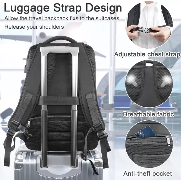MATEIN Carry on Backpack for Airplanes, Underseat 40L Travel Backpack Personal item Size with Shoe Bag, TSA 17 inch Travel Backpacks for Men Airline Flight Approved Bag, Black