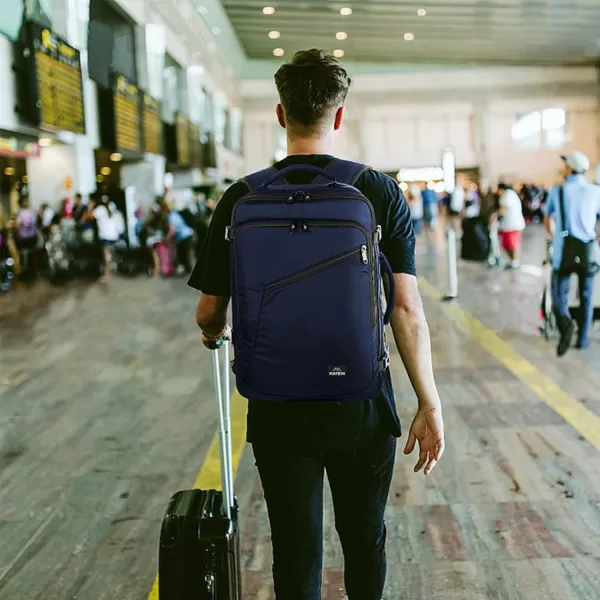 MATEIN Expandable Air Travel Backpack, Light Weight Carry on Backpack with Trolley Sleeve for Travelling, Water Resistant Daypack Hiking Backpack, Gifts for Men who Like to Travel, Dark Green
