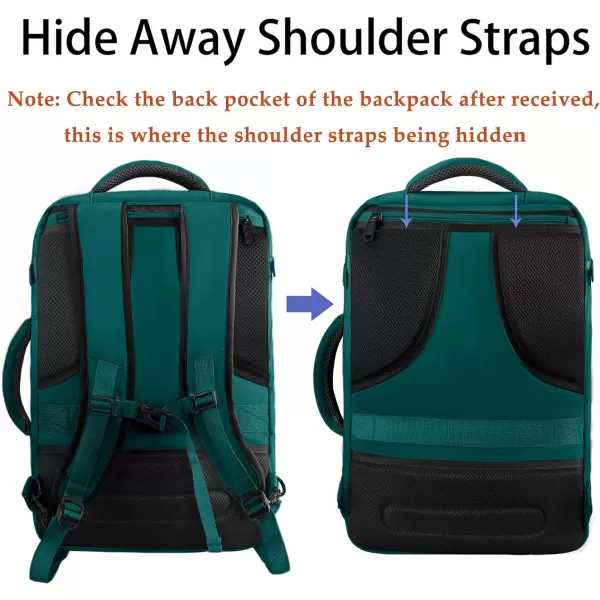 MATEIN Expandable Air Travel Backpack, Light Weight Carry on Backpack with Trolley Sleeve for Travelling, Water Resistant Daypack Hiking Backpack, Gifts for Men who Like to Travel, Dark Green
