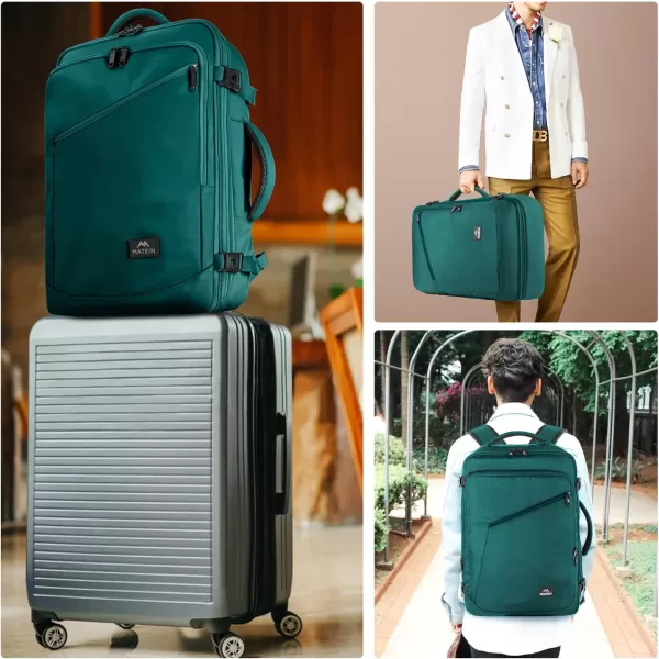 MATEIN Expandable Air Travel Backpack, Light Weight Carry on Backpack with Trolley Sleeve for Travelling, Water Resistant Daypack Hiking Backpack, Gifts for Men who Like to Travel, Dark Green