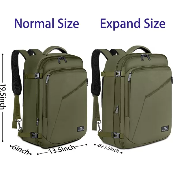 MATEIN Expandable Air Travel Backpack, Light Weight Carry on Backpack with Trolley Sleeve for Travelling, Water Resistant Daypack Hiking Backpack, Gifts for Men who Like to Travel, Dark Green