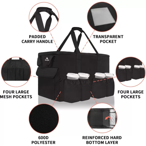 MATEIN Food Delivery Bag XXL - 23x14x15 inches, Water Resistant Large Insulated Hot &amp; Cooler Bags for Delivery with Cup Holders, Pizza Warmer Carrying Case - Catering Bag for Food Deliveries, Black