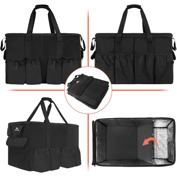 MATEIN Food Delivery Bag XXL - 23x14x15 inches, Water Resistant Large Insulated Hot &amp; Cooler Bags for Delivery with Cup Holders, Pizza Warmer Carrying Case - Catering Bag for Food Deliveries, Black