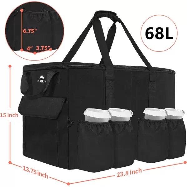 MATEIN Food Delivery Bag XXL - 23x14x15 inches, Water Resistant Large Insulated Hot &amp; Cooler Bags for Delivery with Cup Holders, Pizza Warmer Carrying Case - Catering Bag for Food Deliveries, Black