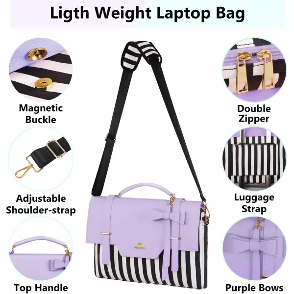 MATEIN Laptop Tote Bag for Women, 15.6 inch Cute Computer Sleeve Case Briefcase with RFID Pocket for Nurse Teacher, Lightweight Messenger Carrying Shoulder Handbag, Sister Gift for Office Work, Purple