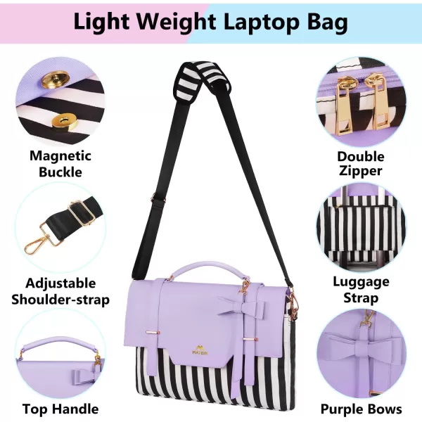 MATEIN Laptop Tote Bag for Women, 15.6 inch Cute Computer Sleeve Case Briefcase with RFID Pocket for Nurse Teacher, Lightweight Messenger Carrying Shoulder Handbag, Sister Gift for Office Work, Purple