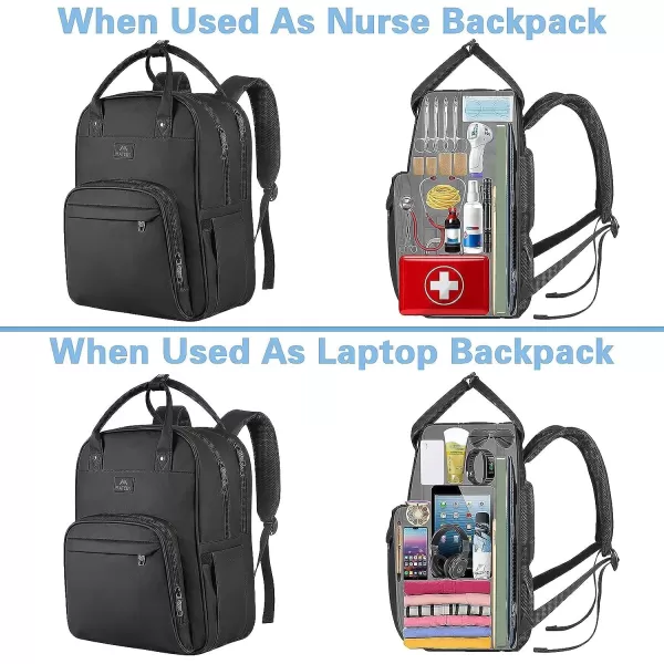 MATEIN Nurse Backpack, Waterproof Padded Medical Nursing Laptop Backpacks for Women, Home Health Clinical Tote Bag with Removable Organizer for College Work Travel, Nurses Gifts