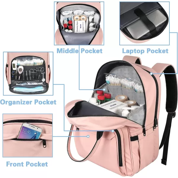 MATEIN Nurse Backpack, Waterproof Padded Medical Nursing Laptop Backpacks for Women, Home Health Clinical Tote Bag with Removable Organizer for College Work Travel, Nurses Gifts