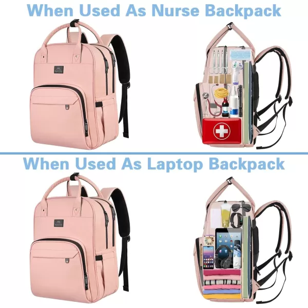 MATEIN Nurse Backpack, Waterproof Padded Medical Nursing Laptop Backpacks for Women, Home Health Clinical Tote Bag with Removable Organizer for College Work Travel, Nurses Gifts