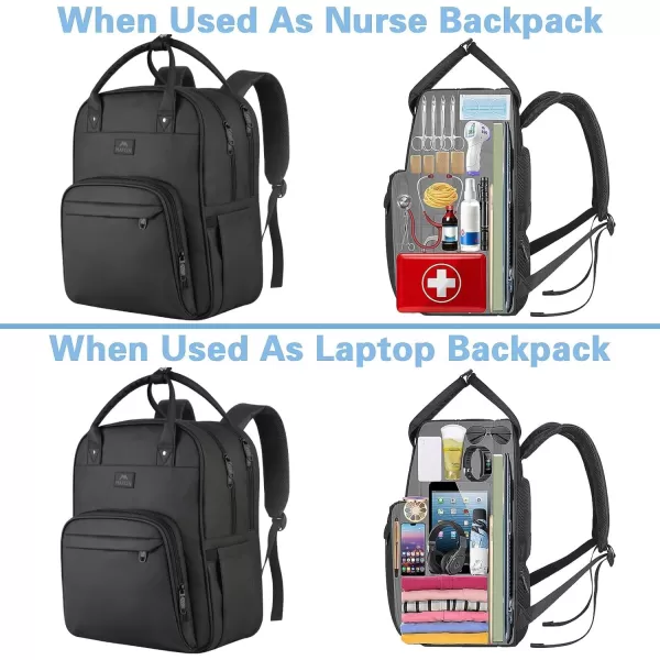 MATEIN Nurse Backpack, Waterproof Padded Medical Nursing Laptop Backpacks for Women, Home Health Clinical Tote Bag with Removable Organizer for College Work Travel, Nurses Gifts