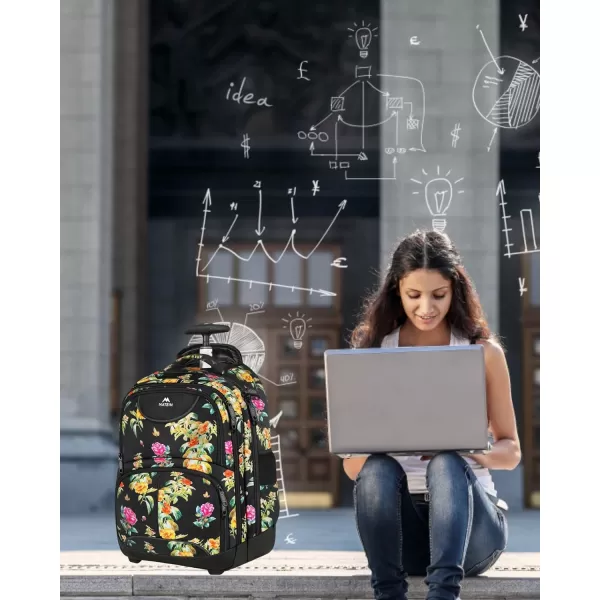MATEIN Rolling Backpack, 17 inch Water Resistant Wheeled Laptop Backpack, Carry on Luggage Business Bag, Overnight College Computer Backpack Trolley Suitcase for Men Women Adults to Travel, Black